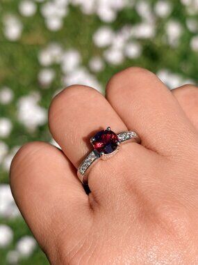 Natural Rhodolite Garnet Ring, 1.5 CT, 925 Sterling Silver, One of a Kind